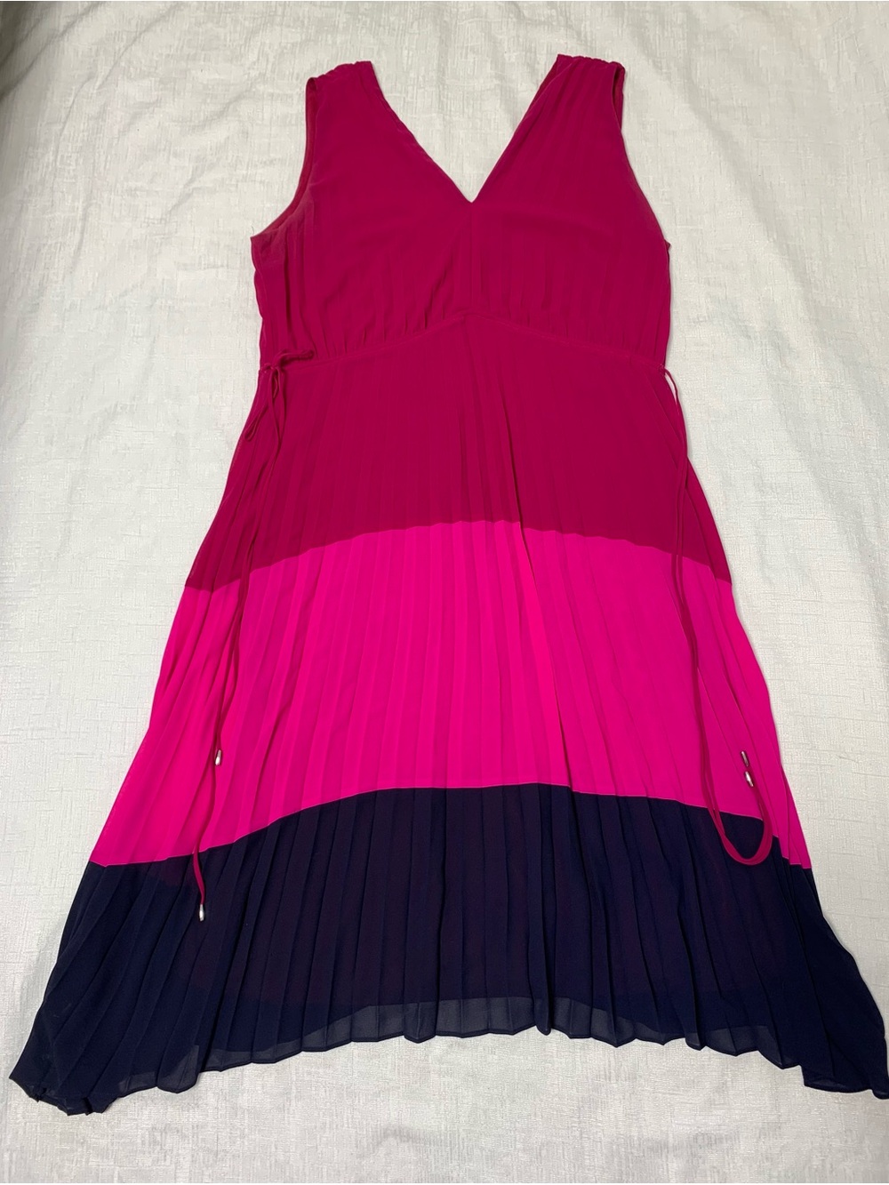 Taylor Girls' Colorblock Pleated Dress - Magenta, Hot Pink & Navy